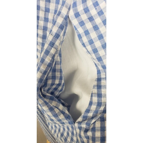 Gingham Maxi Dress M Colorblock Off Shoulder Scallop Ruffle Flowy Summer Casual - Picture 4 of 4